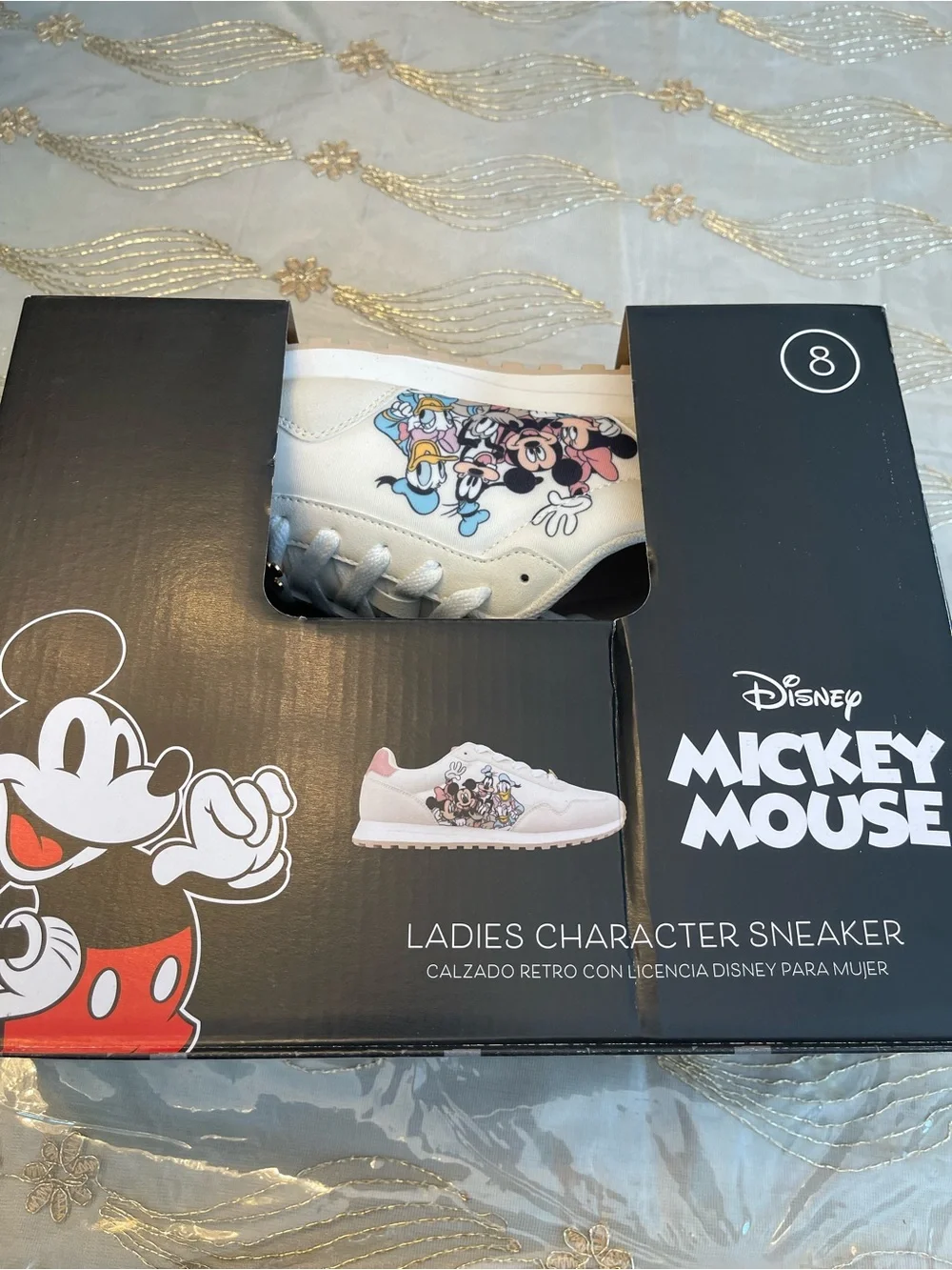 Disney White and Pink women’s ' Mickey & Friends Sneakers with Character Graphic